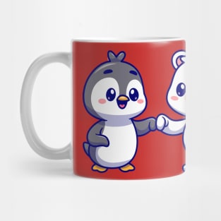 Cute Polar Bear With Penguin Cartoon Mug